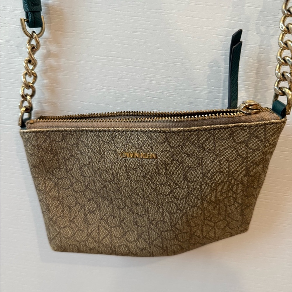 Calvin Klein Monogram Tan Crossbody Bag